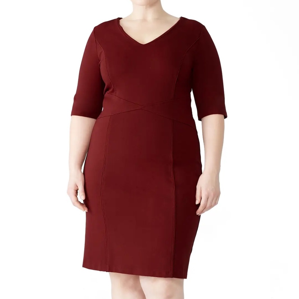 Eloquii Burgundy 9-5 Ultimate Stretch Sheath Dress Size 18